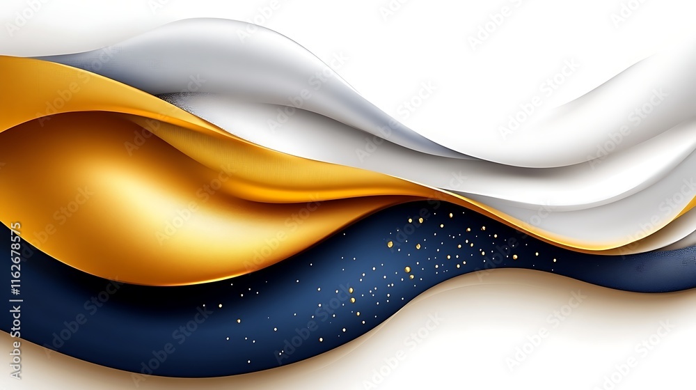Fototapeta premium Abstract Gold Silver Blue Wave Design Background