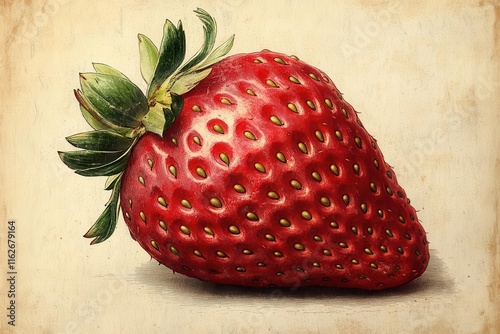 an artistic vintage illustration of a strawberry in detailed engraving style capturing the fruits unique texture and form perfect for culinarythemed projects or decorative purposes photo