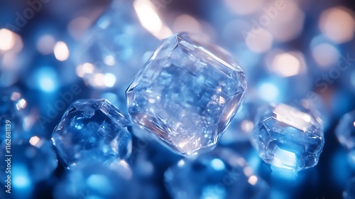 Wallpaper Mural Sparkling Blue Crystals Glimmering In The Dark Torontodigital.ca