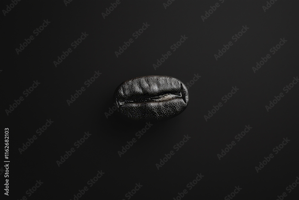 Monochrome minimalist shot of a single coffee bean on a plain black background, sharp focus and clean design. Monochrome minimalist shot of a single coffee bean on a plain black background, sharp focus and clean design.