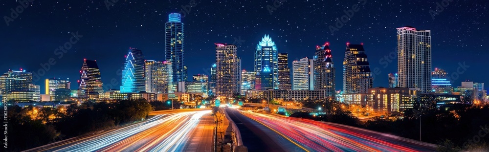 custom made wallpaper toronto digitalNighttime skyline view of austin texas cityscape photography urban environment vibrant lights night scene