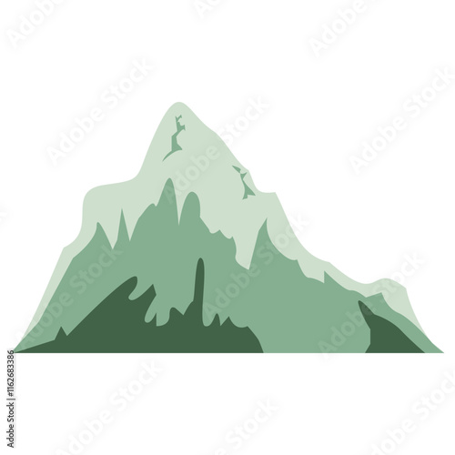 Flat Green Mountain Illustration.