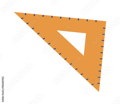 Wooden triangle ruler tool vector illustration