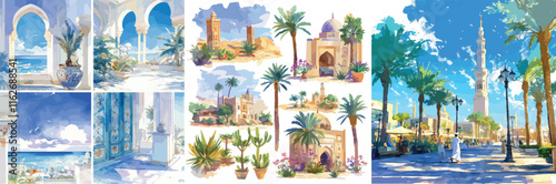 abu dhabi watercolor clipart