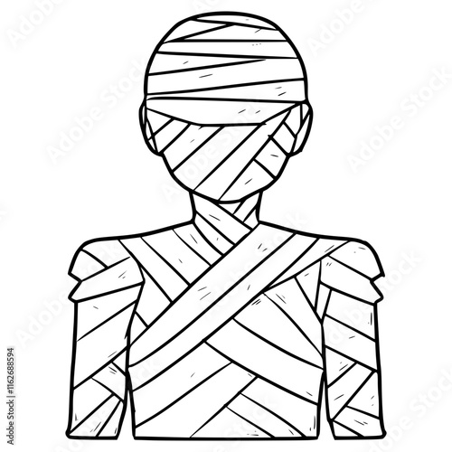 mummy man illustration hand drawn outline vector