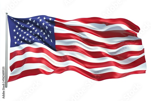A highly detailed 3D flag of the United States flowing