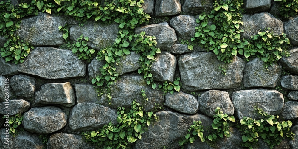 Stone wall with moss and vines in natural texture Stone wall with moss and vines in natural texture