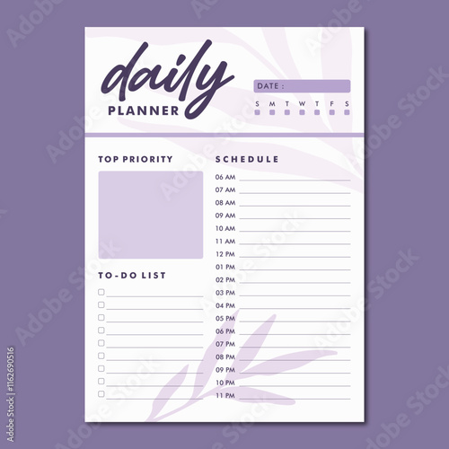 Daily planner vector template
