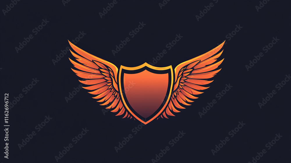 Shield with wings as a heraldic symbol for design or logo template. Jpeg version also available Shield with wings as a heraldic symbol for design or logo template. Jpeg version also available