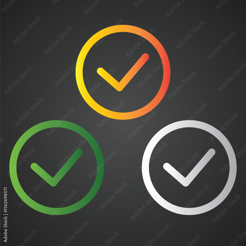 Check in colorful icons, symbols, modern signs, linear pictograms, vector art Check in colorful icons, symbols, modern signs, linear pictograms, vector art