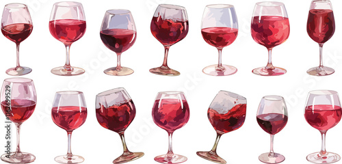 red wine glasses watercolor clipart