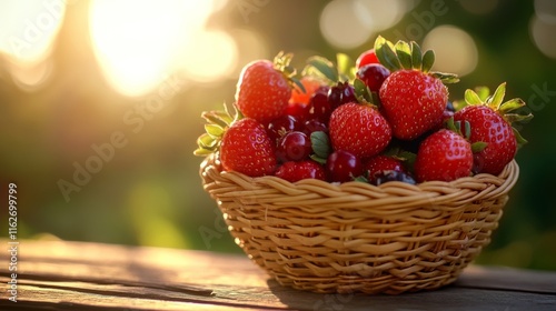 Fresh Fruit Basket in Golden Hour Light