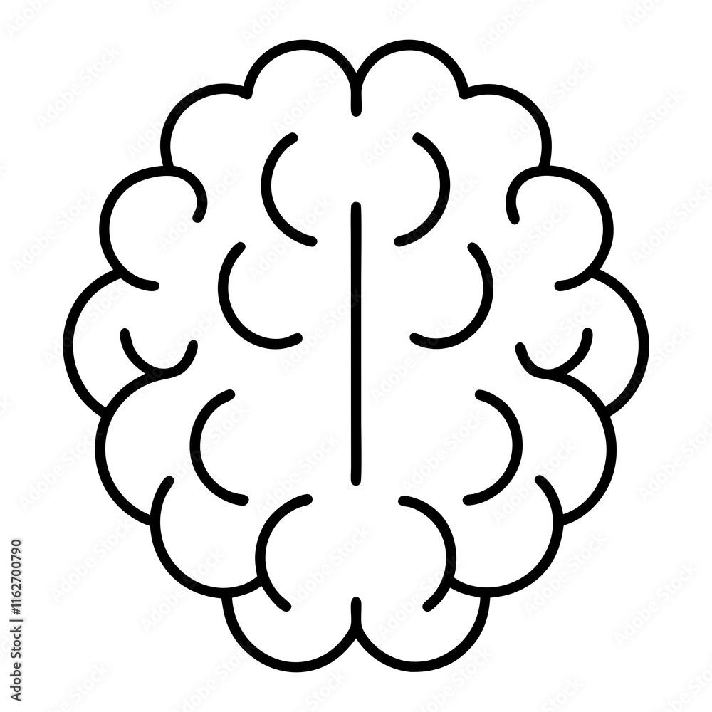 Simplified Brain Symbol in Vector Line Art Simplified Brain Symbol in Vector Line Art