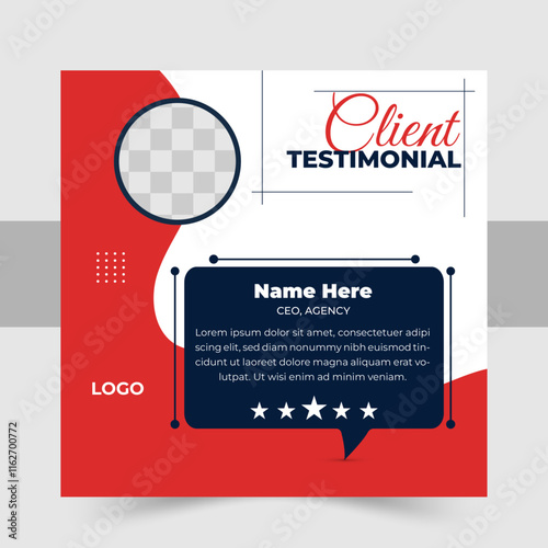 Set of client testimonials or review social media post design, testimonial web banner for social media post