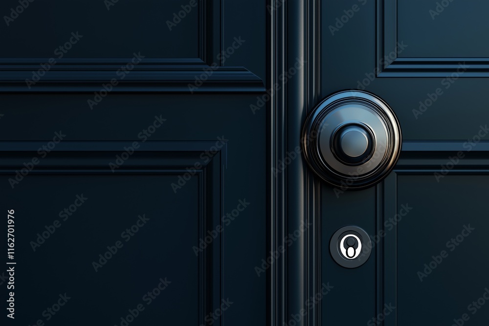 Fototapeta premium Stylish black electronic door lock with Wi-Fi connectivity and keyless entry features.