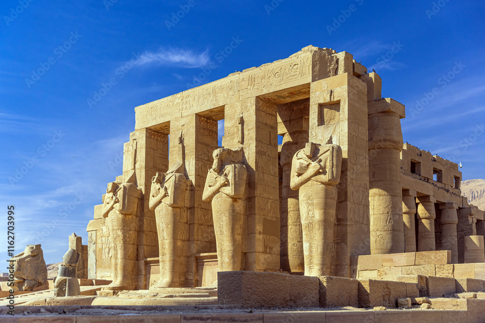 The Temple of Ramesses II called The Ramesseum in Luxor, Egypt. The Temple of Ramesses II called The Ramesseum in Luxor, Egypt.