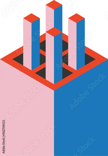 Dynamic Bauhaus pattern volumetric shapes