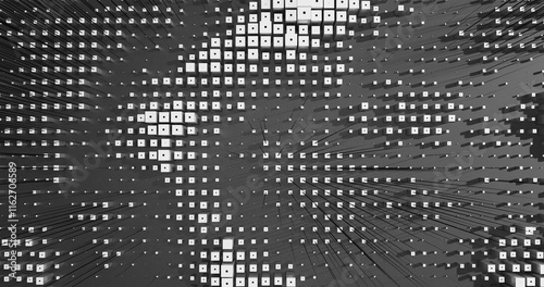 Abstract Cubes Geometric Shapes Black and White Speed Motion Textured Background with Spikes