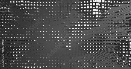 Abstract Cubes Geometric Shapes Black and White Speed Motion Textured Background with Spikes