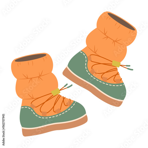 Cartoon footwear. Boots, heels, Chelsea, and winter boots flat vector illustration. Fall Winter trendy footwear
