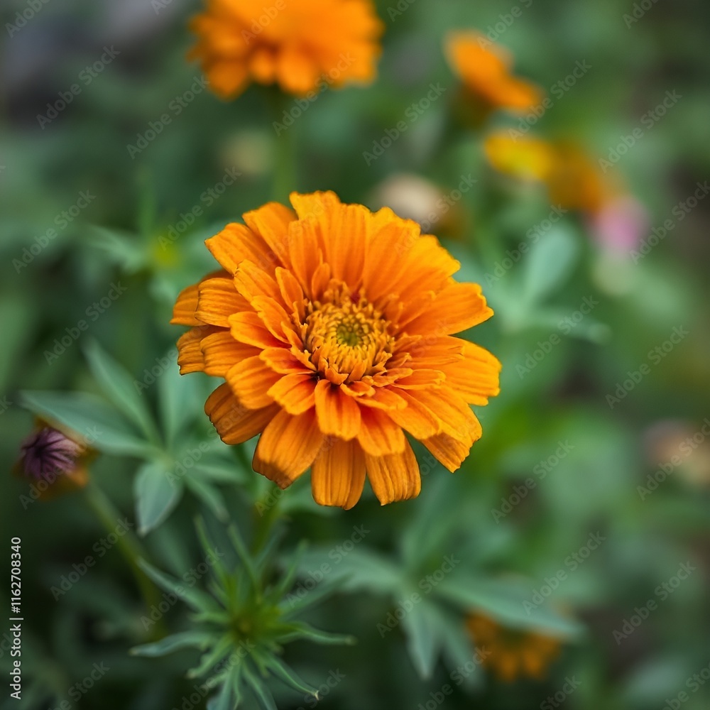 marigold yellow flower with green leave. Beautiful Marigold yellow flower in the garden marigold yellow flower with green leave. Beautiful Marigold yellow flower in the garden