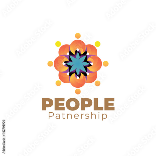 Colorful abstract floral design conveys themes of unity, cooperation, and teamwork. Ideal for business presentations, social media graphics, and invitations.