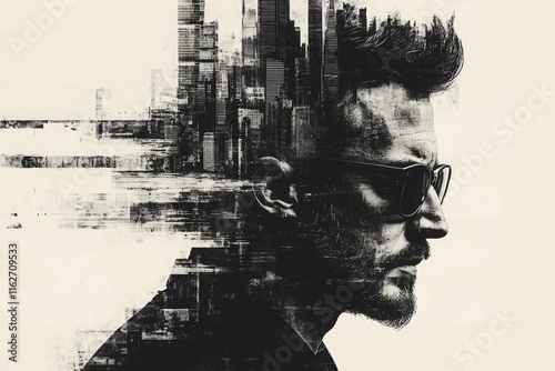 Double exposure people artistic portrait