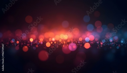 Vibrant multicolor bokeh lights on a dark background. Abstract design, perfect for modern art.