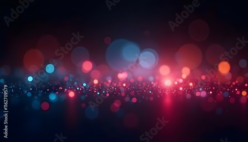 Vibrant multicolor bokeh lights on a dark background. Abstract design, perfect for modern art.
