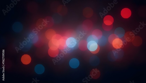 Vibrant multicolor bokeh lights on a dark background. Abstract design, perfect for modern art.