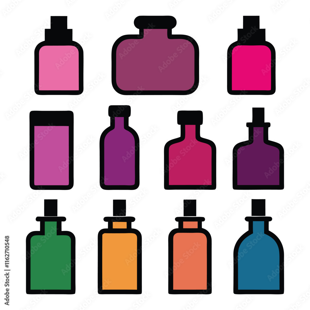 a set of essential oil bottles vector illustration a set of essential oil bottles vector illustration