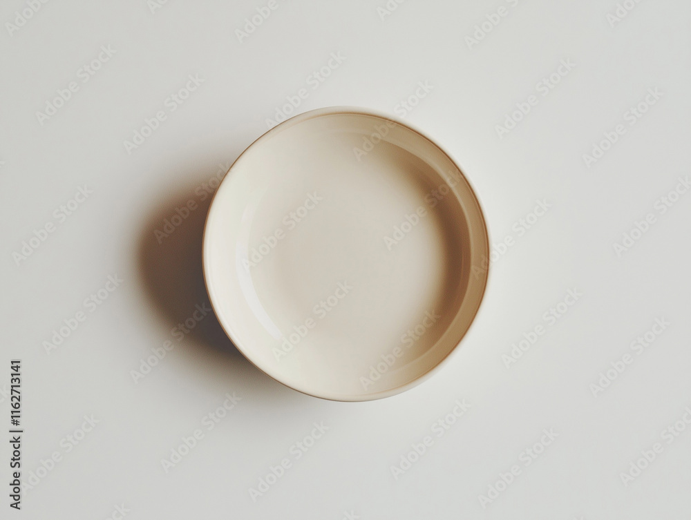 Simple Cream Ceramic Dish in clear backgorund Simple Cream Ceramic Dish in clear backgorund