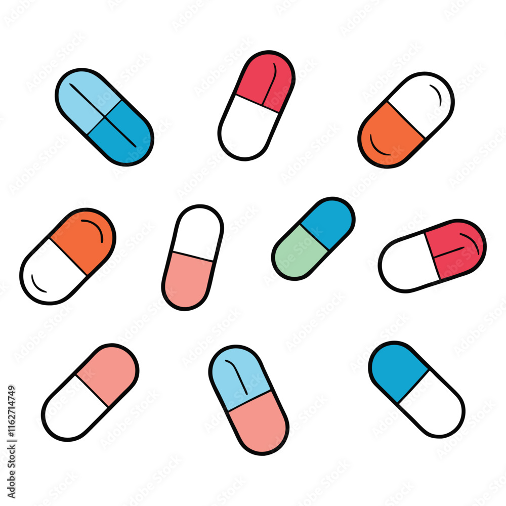 a set of medical pills vector illustration a set of medical pills vector illustration