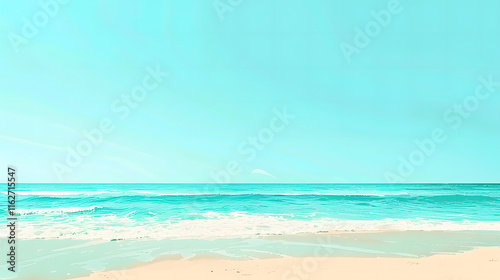 Stroke Seascape Serenity. Tranquil beach with blue ocean waves

