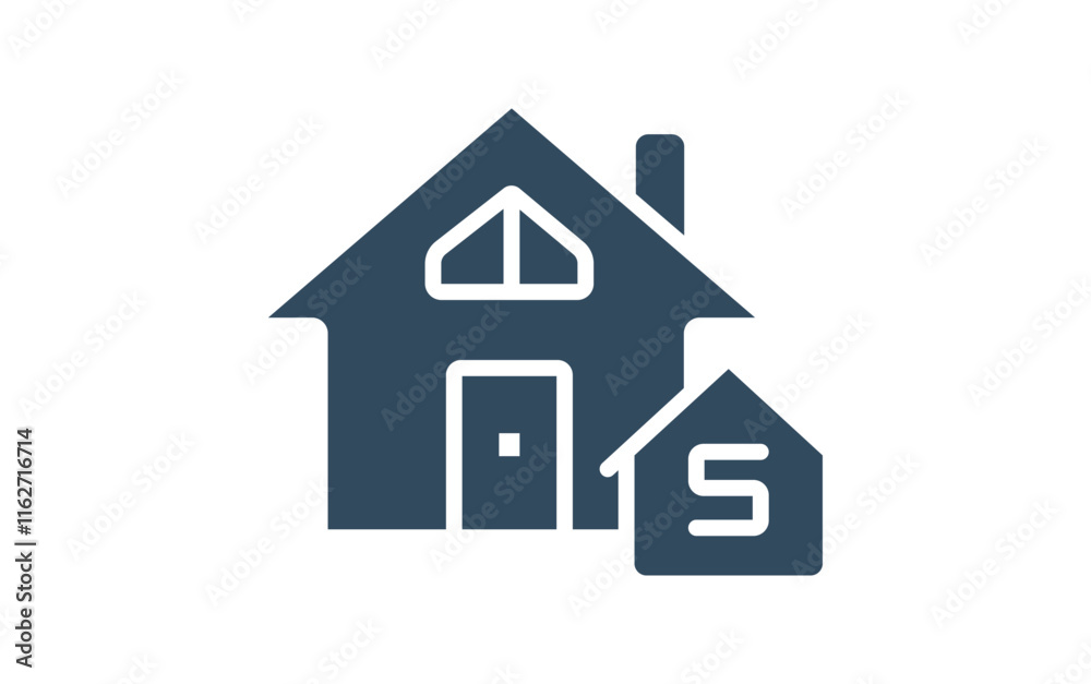Home sell or rent solid icon. house with dollar sign, vector design