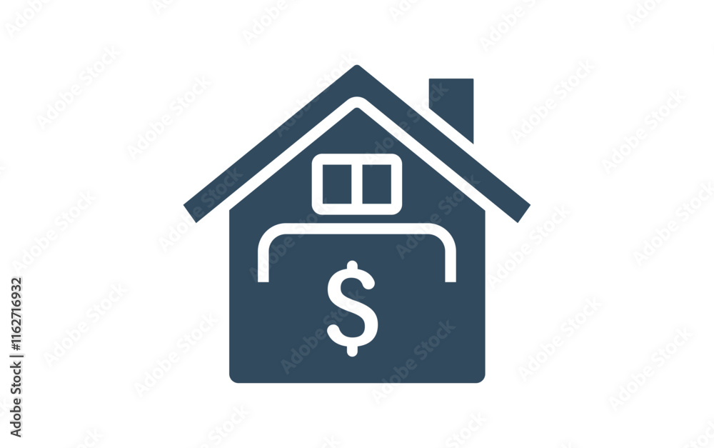 house dollar sign icon on a white background. For sale, information, sell home house dollar sign icon on a white background. For sale, information, sell home