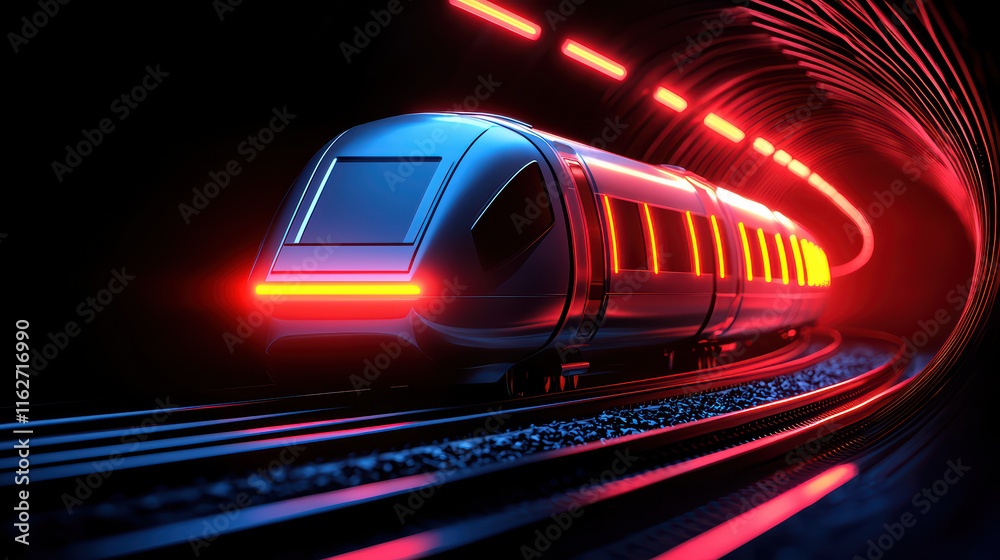 custom made wallpaper toronto digitalfuturistic hyperloop pod speeds through glowing tunnel, showcasing advanced technology and sleek design