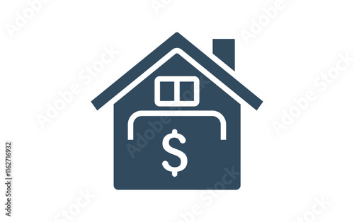 house dollar sign icon on a white background. For sale, information, sell home