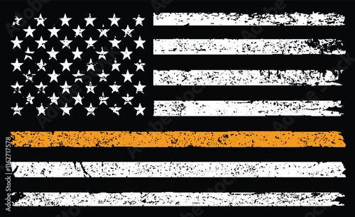 Thin Orange Line Flag. Symbol Of Search And Rescue Officers.