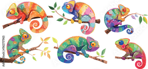 chameleon watercolor clipart