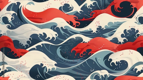 Japanese wave seamless pattern wallpaper