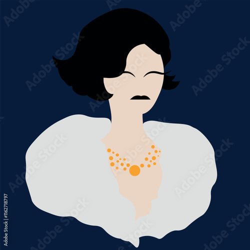 simple silhouette portrait of stylish elegant beautiful woman, aristocratic elegant and minimalist image for modern designs, art, contrasting elegant colors