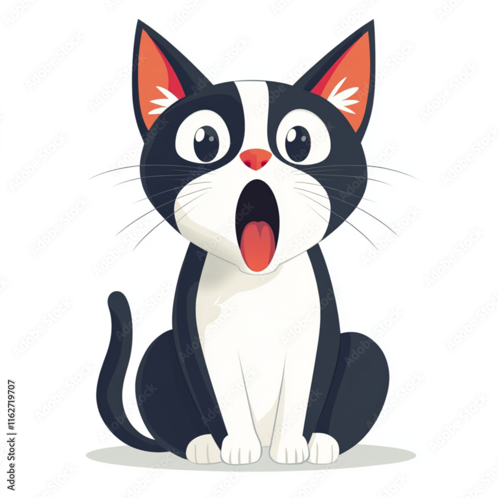 A cute cat with an open mouth and a surprised expression A cute cat with an open mouth and a surprised expression