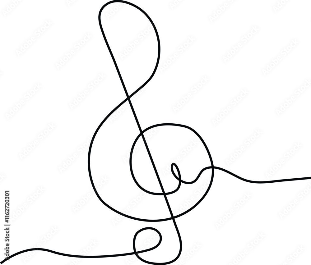 Obraz premium Simplet Music notes Continuous one line drawing 