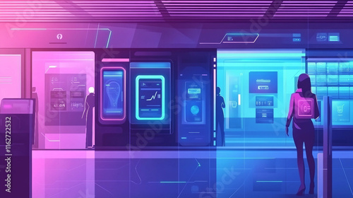 Subway station in futuristic setting