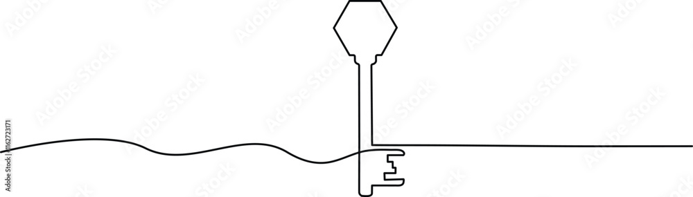 Elegant Key Continuous one line drawing Elegant Key Continuous one line drawing