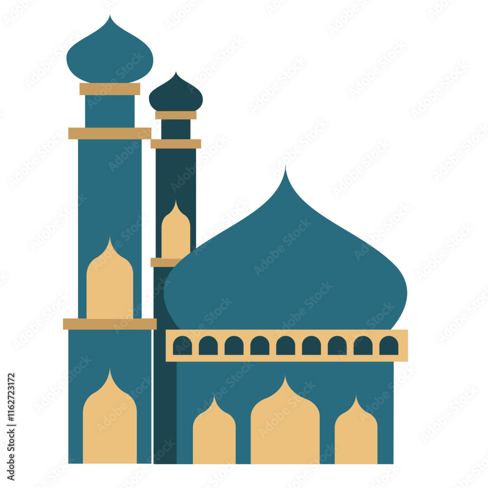 Mosque Building Architecture Design Isolated on White Background Mosque Building Architecture Design Isolated on White Background