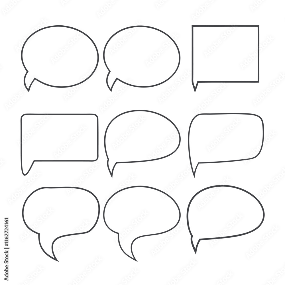 Hand Drawn line art Speech Bubble Vector Design. Hand Drawn line art Speech Bubble Vector Design.