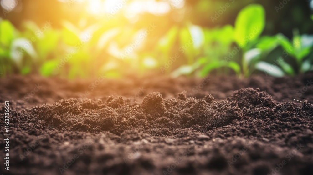 Fototapeta premium Soft Warm Light Over Pastoral Soil Preparation Scene