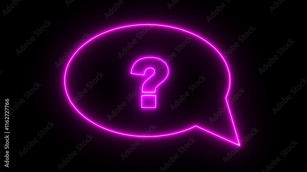 Question mark icon animation of dialog bubble with a question mark, on a transparent background Neon Question mark icon animation Question mark icon animation of dialog bubble with a question mark, on a transparent background Neon Question mark icon animation